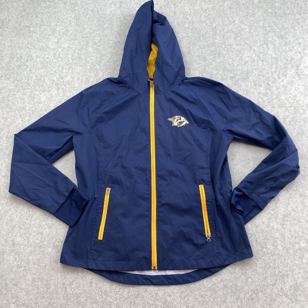 Nashville Predators Jacket Womens Large Blue NHL Hockey G-III Hooded Full Zip